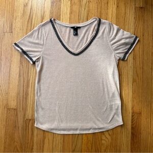 Beaded Light Pink Short Sleeve Top